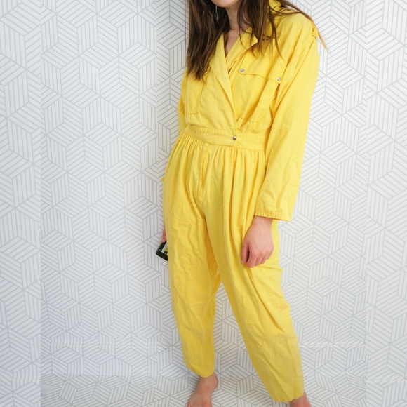 Vintage Pants - Vintage 80s Yellow Jumpsuit Vintage Pants - Vintage 80s Yellow Jumpsuit